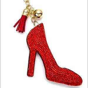 Red High Heel Sequin Keychain NWT